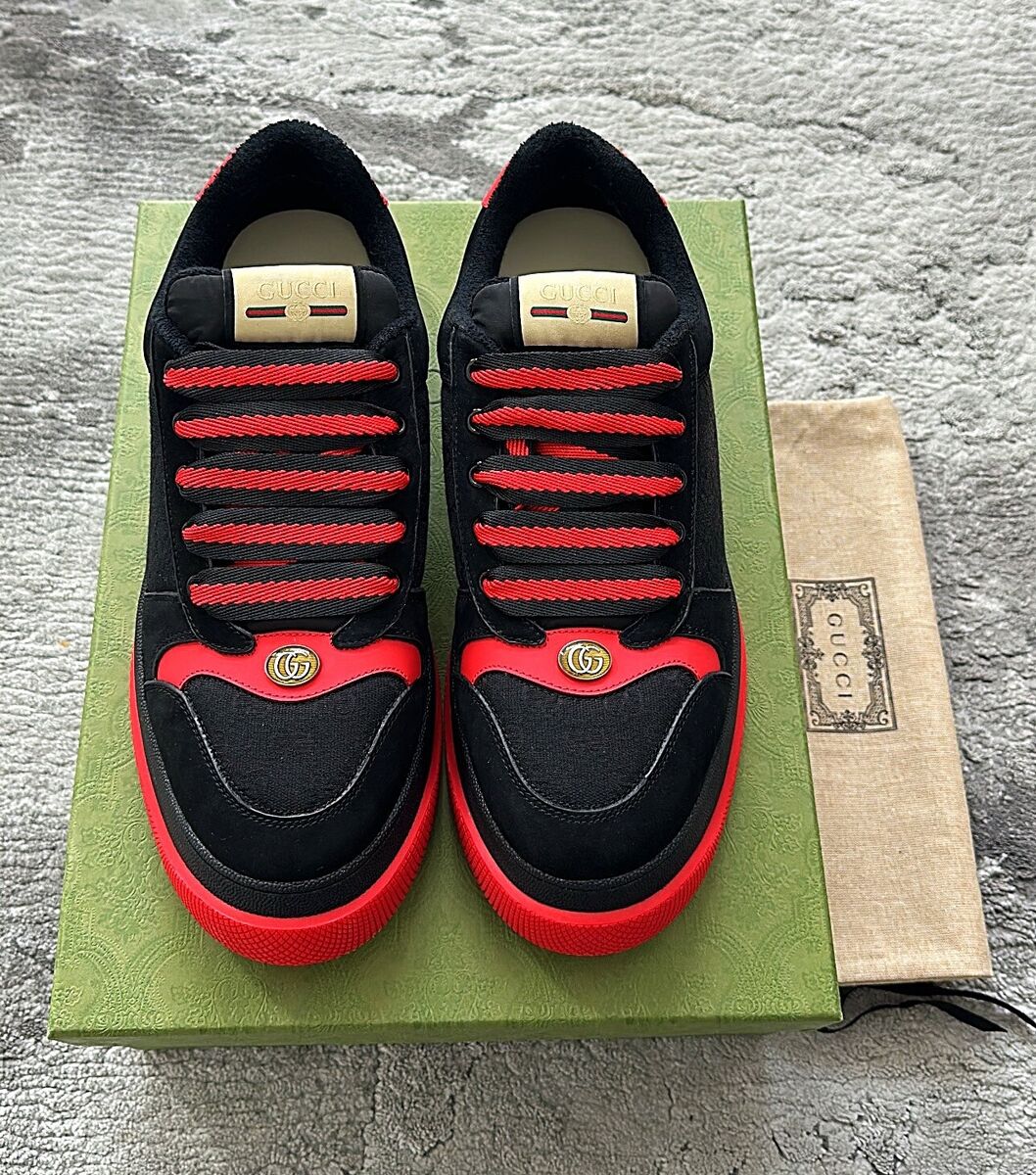 GUCCI screener GG leather trimmed canvas SNEAKER