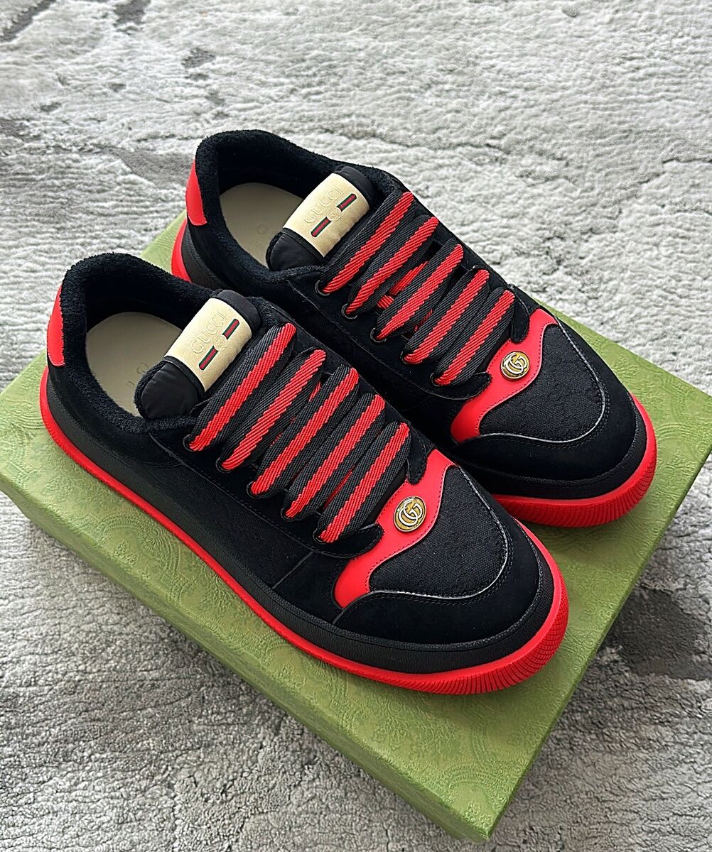 GUCCI screener GG leather trimmed canvas SNEAKER