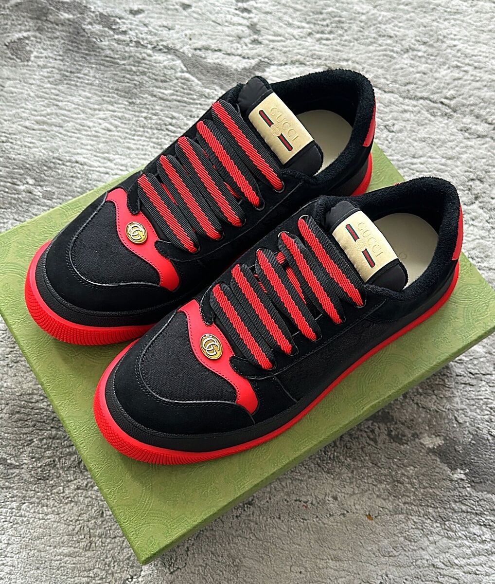 GUCCI screener GG leather trimmed canvas SNEAKER