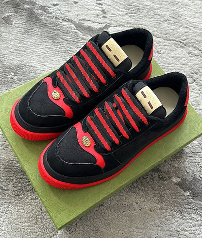 GUCCI screener GG leather trimmed canvas SNEAKER