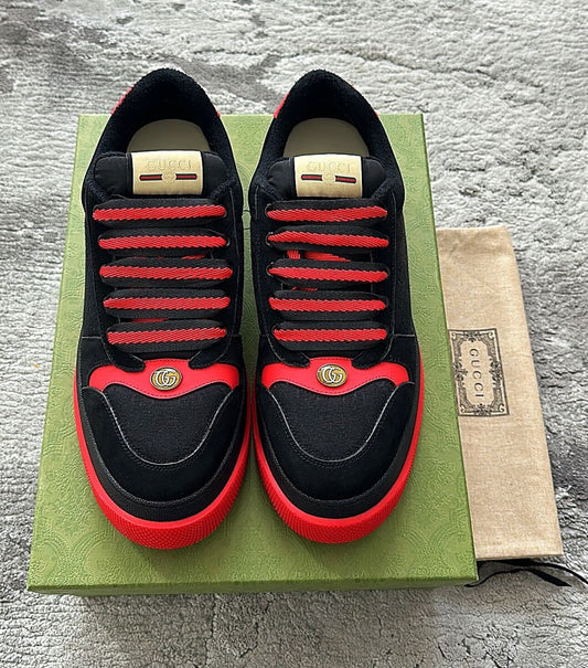 GUCCI screener GG leather trimmed canvas SNEAKER