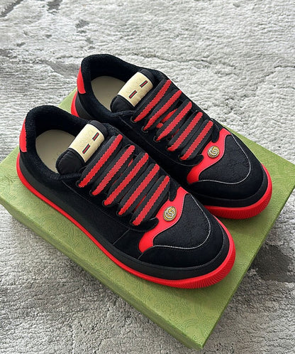 GUCCI screener GG leather trimmed canvas SNEAKER