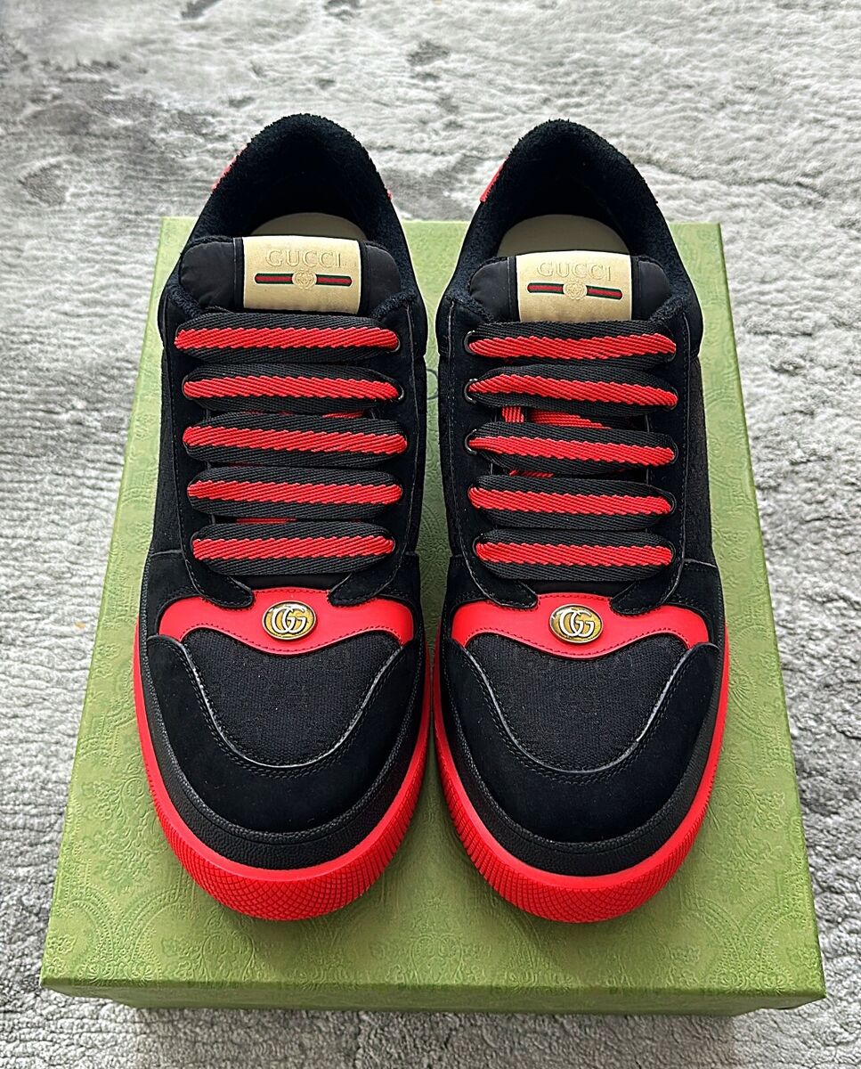 GUCCI screener GG leather trimmed canvas SNEAKER