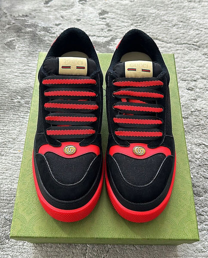 GUCCI screener GG leather trimmed canvas SNEAKER